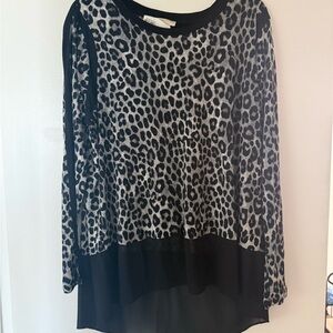 Michael Kors Black and Gray Animal Print Blouse size 1X New with Tags